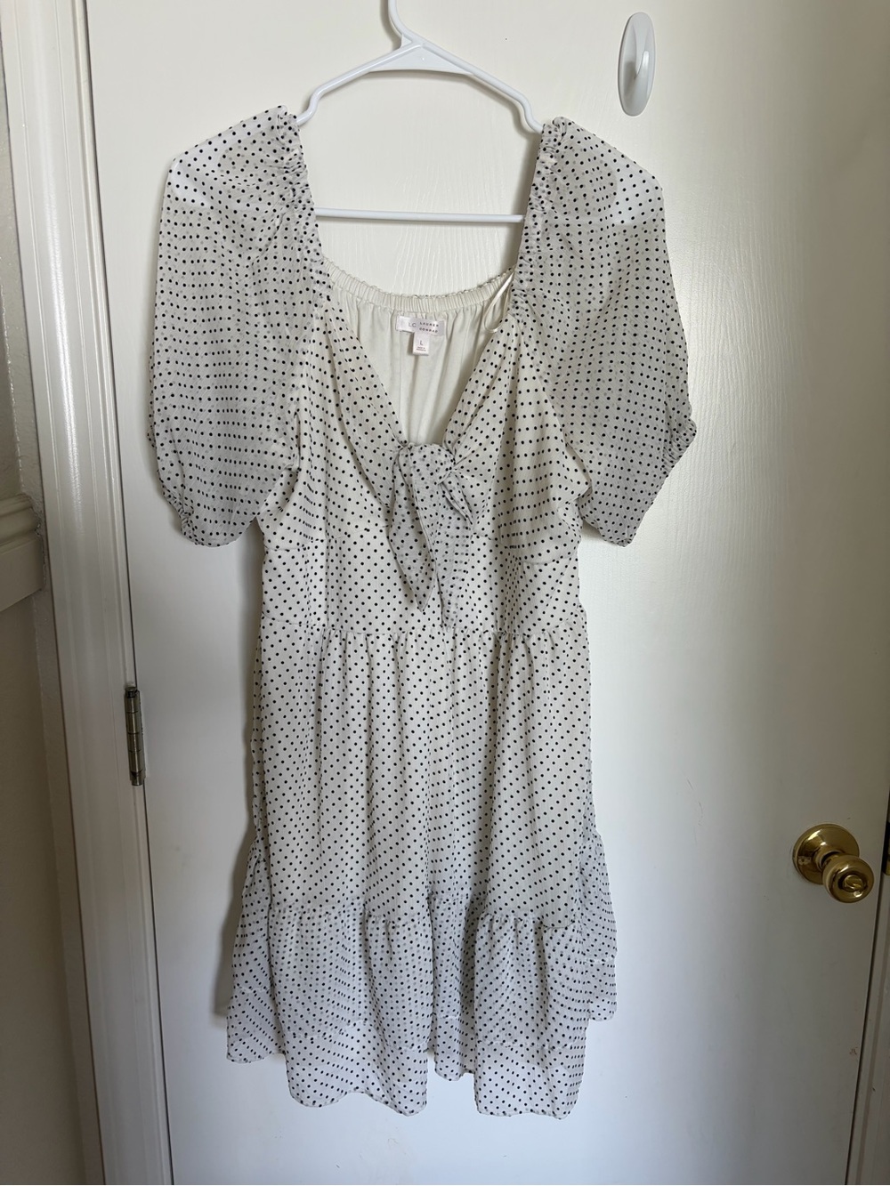 LC Lauren Conrad White Dress with Black Polka Dots